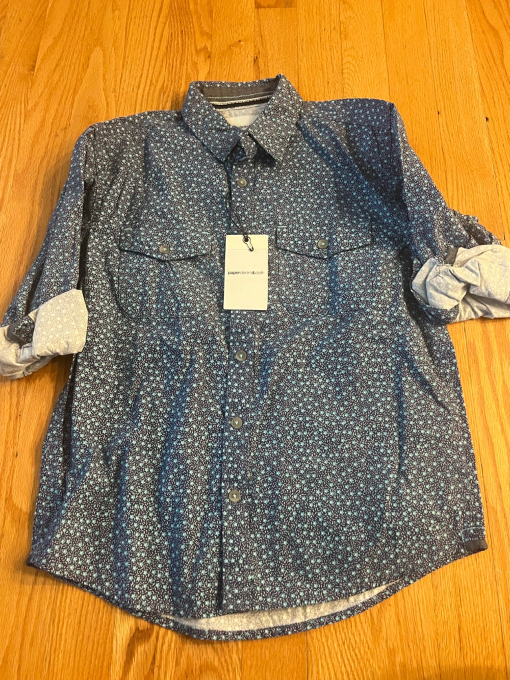 Paper Denim & Cloth Blue Micro Floral Shirt